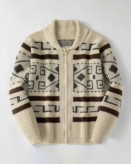 Big & Tall Men's Vintage Jacquard Laps Long Sleeve Cardigan Jacket M-3XL