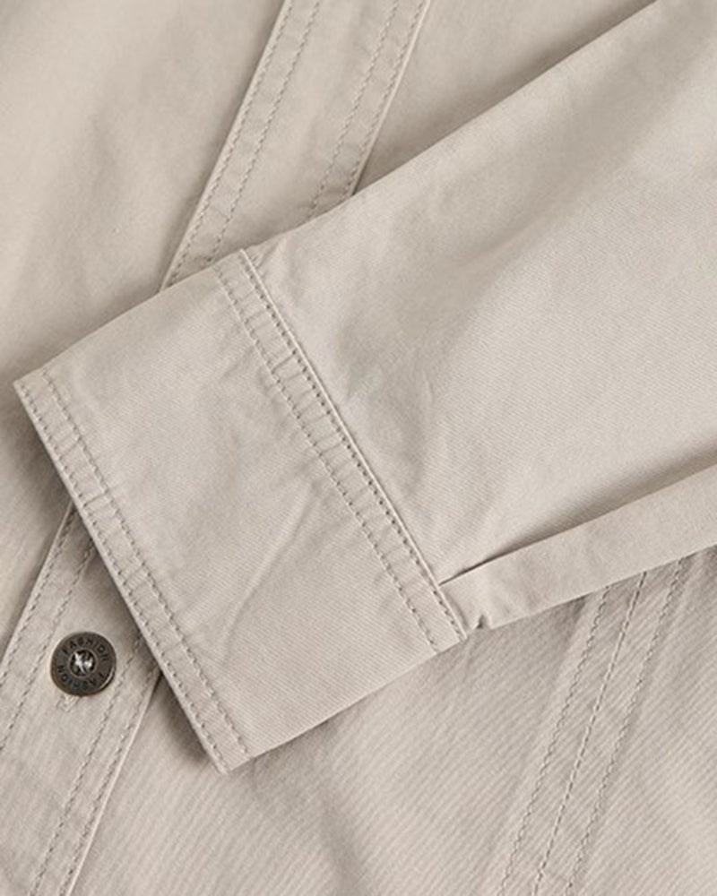 Big & Tall Men's Solid Color Pocket Long Sleeve Shirt M-6XL