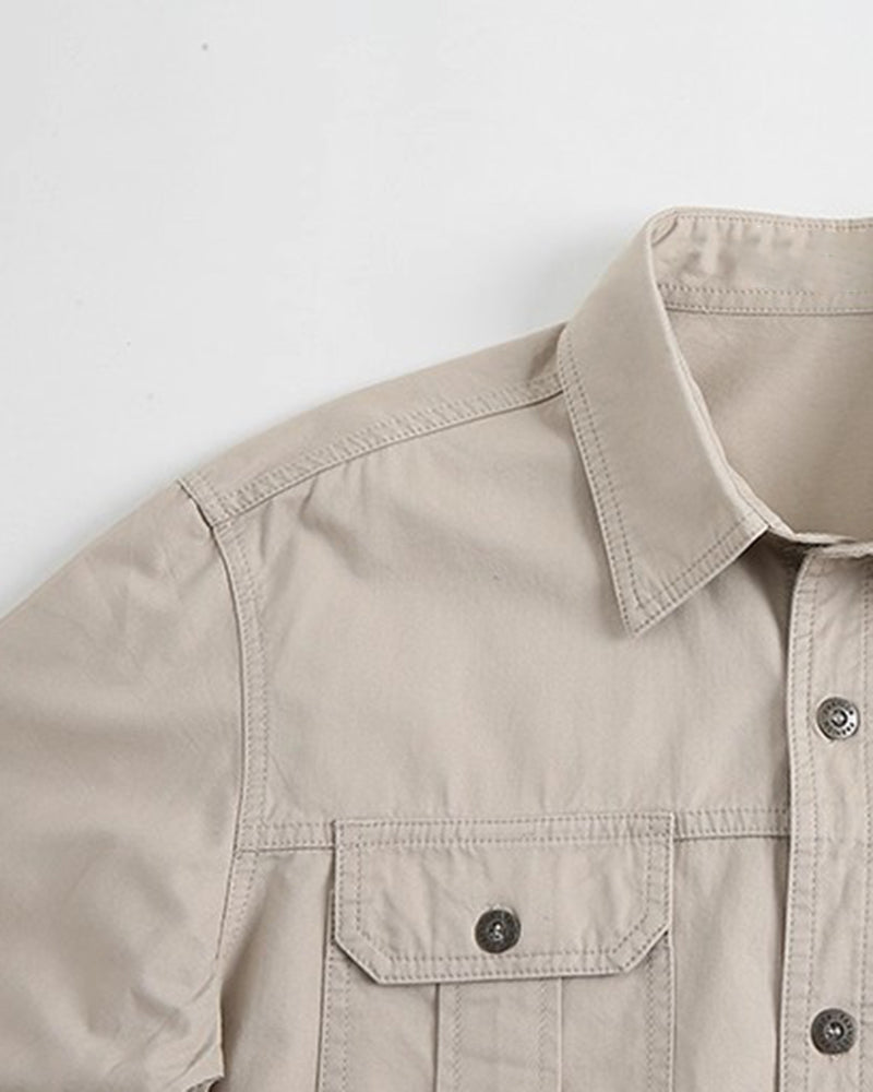 Big & Tall Men's Solid Color Pocket Long Sleeve Shirt M-6XL