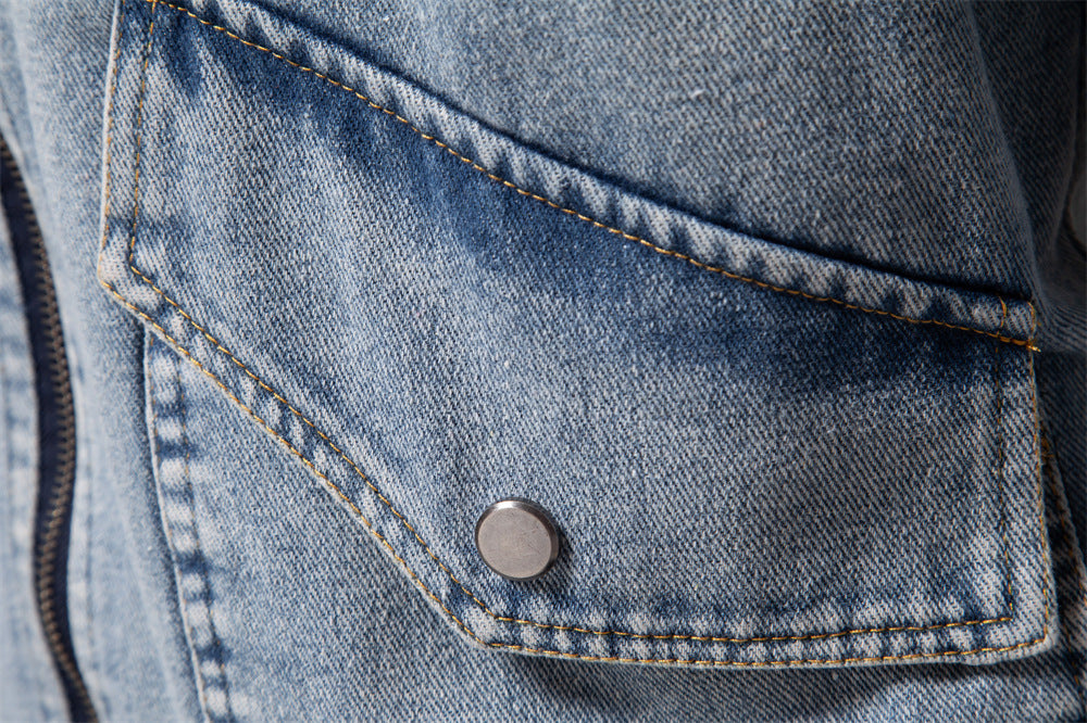 Big & Tall Men's Thickened Washed Denim Jacket S-XL