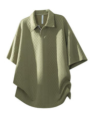 Men's Large Size Polo Shirt Set Breathable/Comfortable/Loose/Jacquard/High Fashion Summer New Casual Trendy Short Sleeve Shorts Two-piece Set