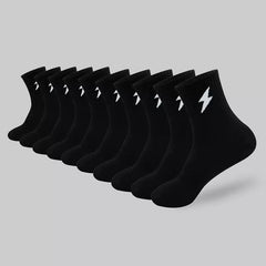 5 Pairs/10 Pairs Men/Women Solid Color Ankle Socks,  Black & White, Versatile Crew Socks For All Seasons, Fall