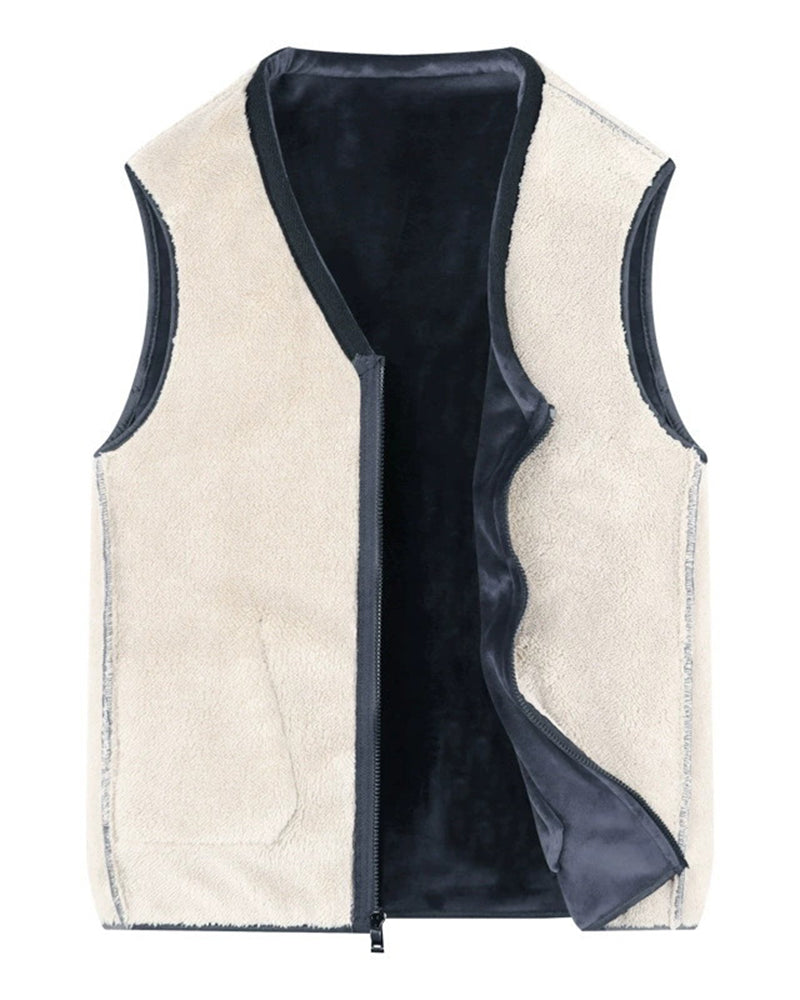Big & Tall Men's Warm Padded Double-sided Lamb Velvet Vest L-6XL