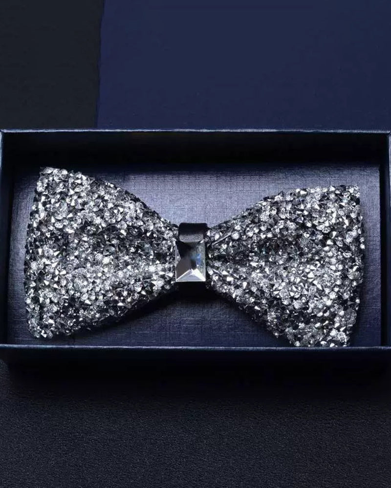 3D Crystal Fashion Sharp Horn Bow Tie