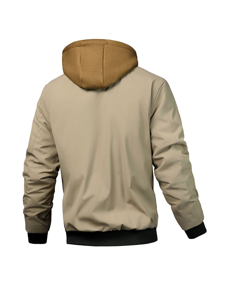 Big & Tall Men's Quilted Cotton Hooded Fake Two-Piece Jacket Coat S-3XL