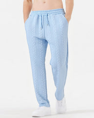 Big & Tall Men's Solid Color Tether Jacquard Knit Straight Pants XS-2XL