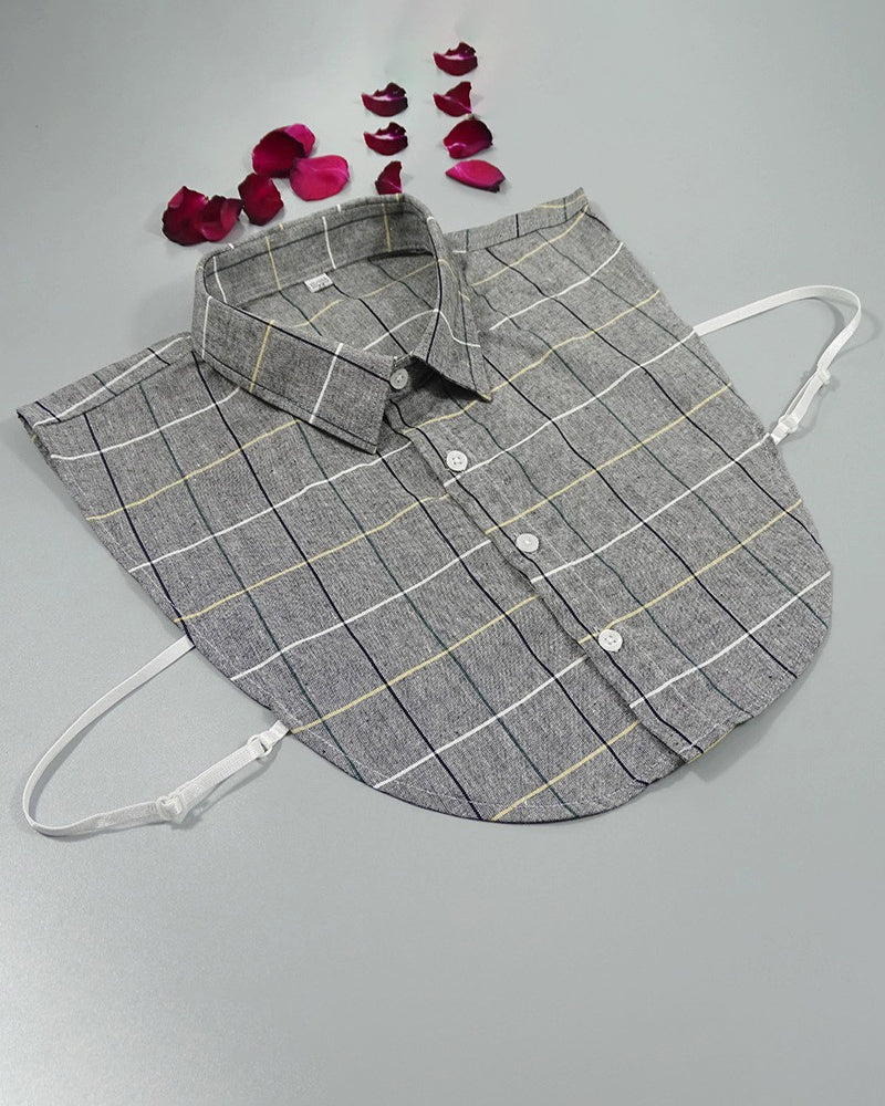 Autumn And Winter Cotton Plaid Fake Collar Decorative Collar
