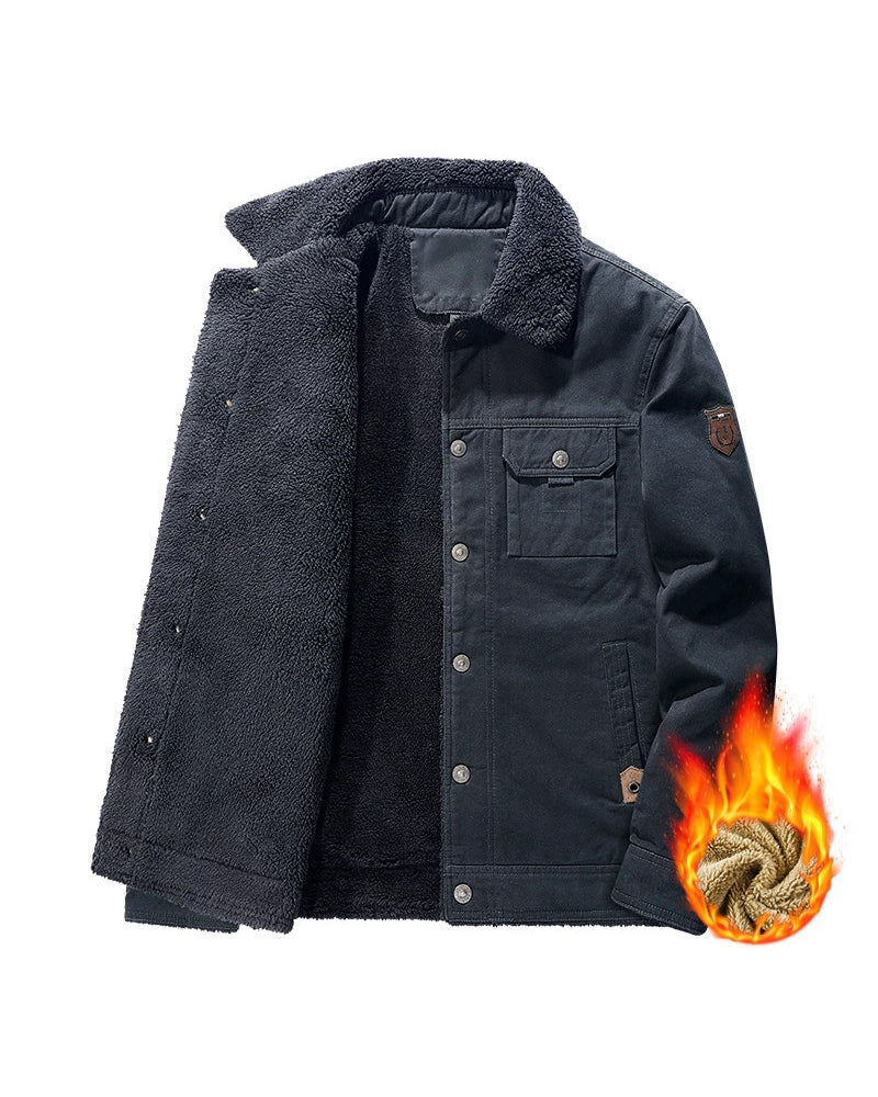 Big & Tall Men's Lapel Lambswool Fumble Padded Jacket M-6XL