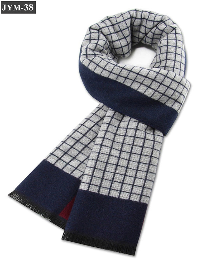 New Men's Scarf Wool Blended Plaid Scarf Men's Winter Warm Plaid Scarf Factory Customized Wholesale