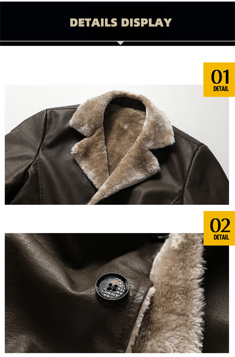 Big & Tall Men's Thickened Large Laps Suit Motorcycle Jacket S-4XL