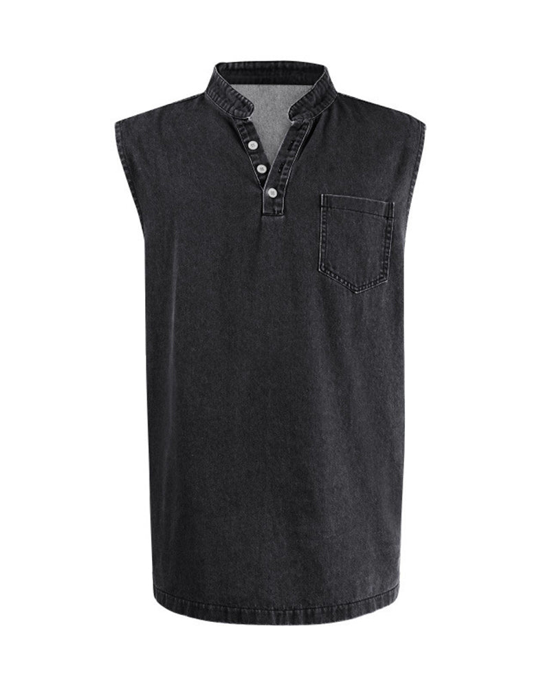 Large-size Men's Explosive Three-button Sleeveless T-shirt Washable Casual Fashionable Vest
