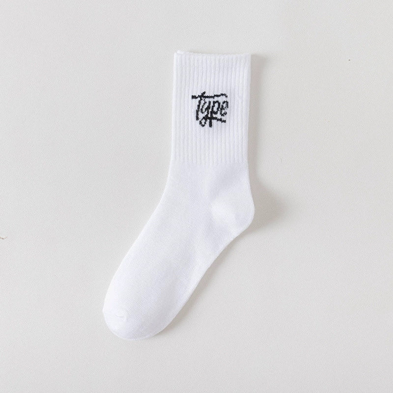 5 Pairs/10 Pairs Men/Women Solid Color Ankle Socks,  Black & White, Versatile Crew Socks For All Seasons, Fall