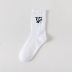 5 Pairs/10 Pairs Men/Women Solid Color Ankle Socks,  Black & White, Versatile Crew Socks For All Seasons, Fall