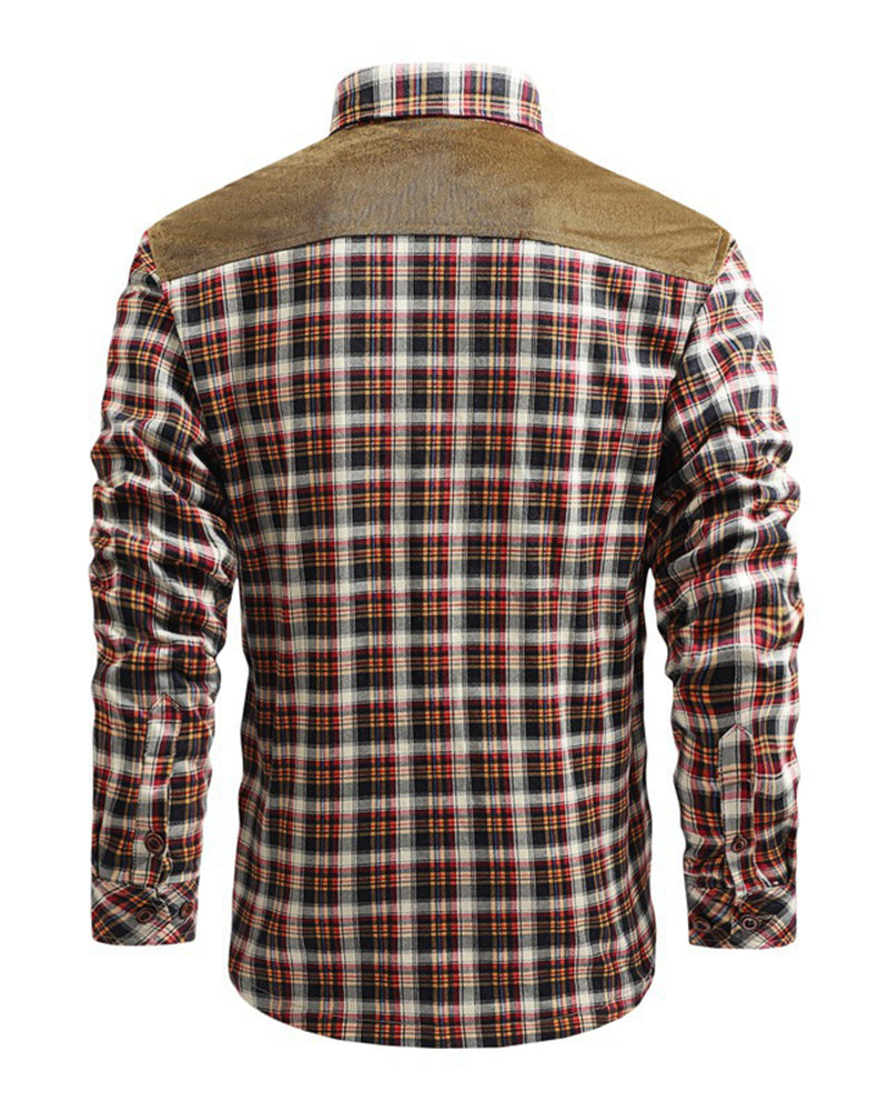 Big & Tall Men's Thickened Plaid Shirt Cotton Jacket M-4XL