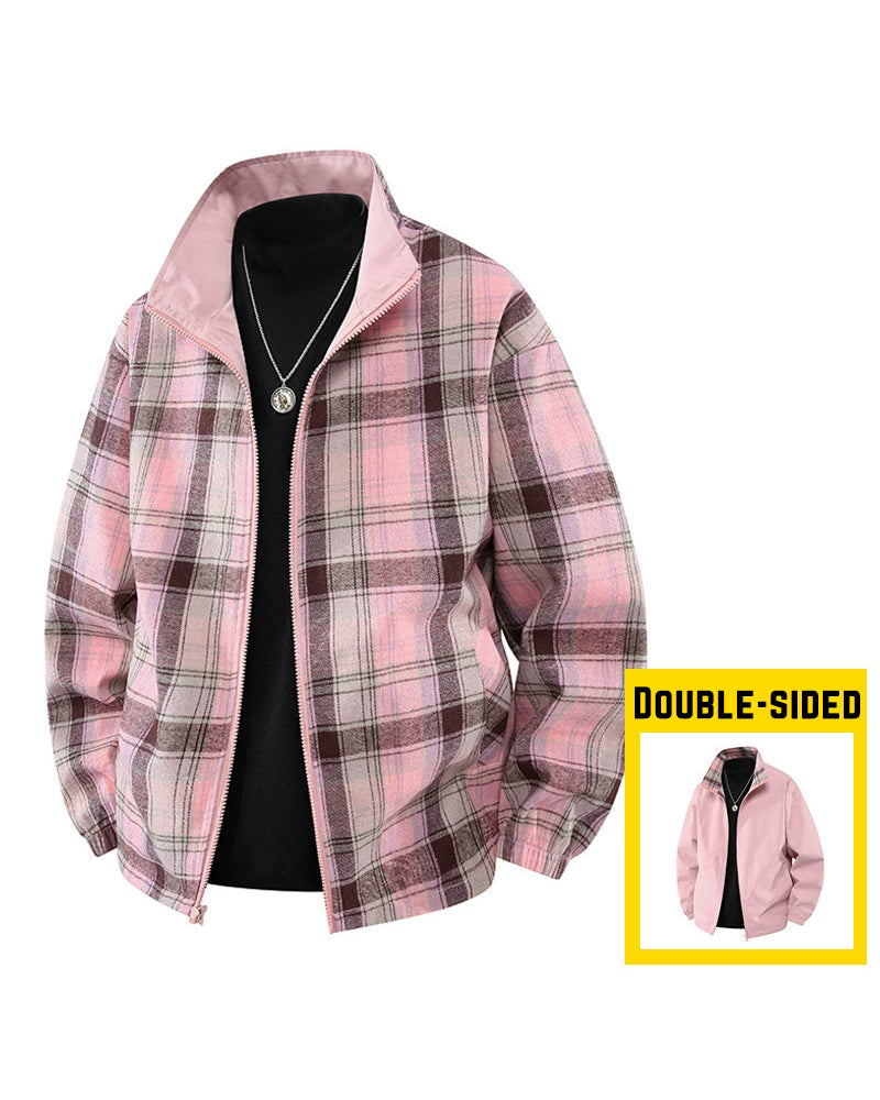 Big & Tall Men's Double Wearing Windproof Plaid Jacket M-3XL