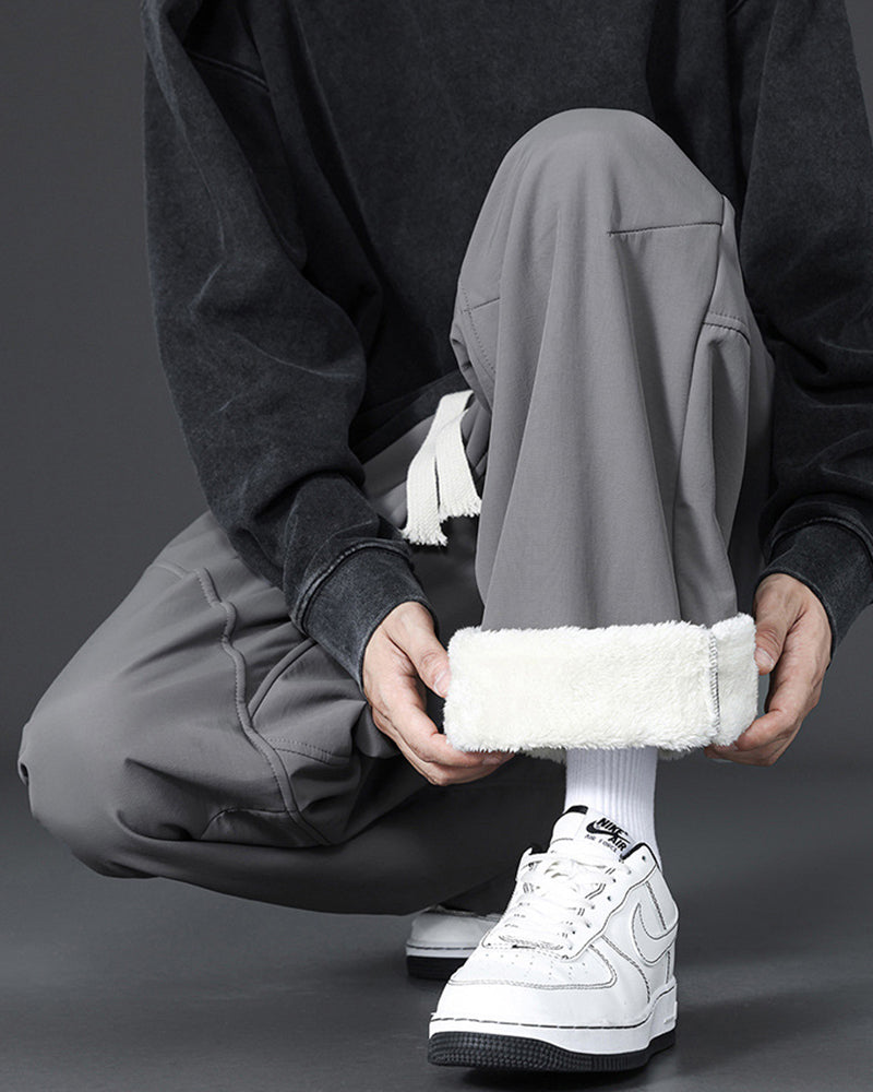 Big & Tall Men's Lamb Velvet Thickened Warm Cold-proof Straight Pants M-4XL