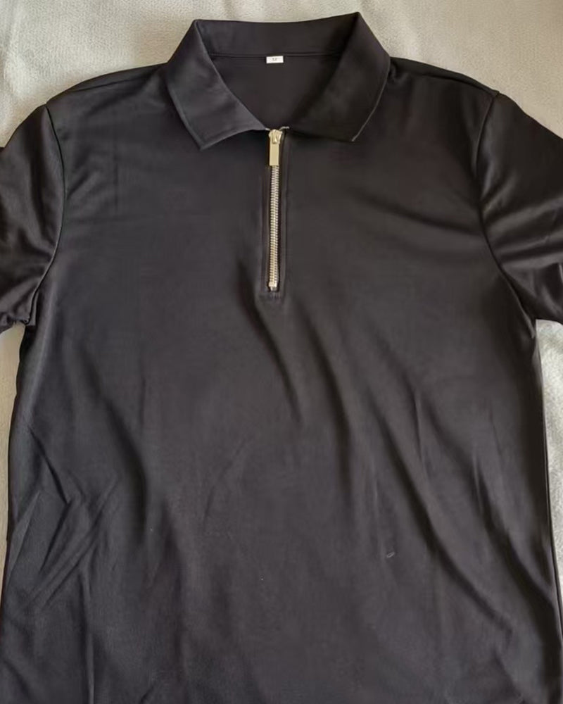 Summer Men's Polo Shirt Solid Color Short-sleeved Lar T-shirt Casual Fit Top Large Size