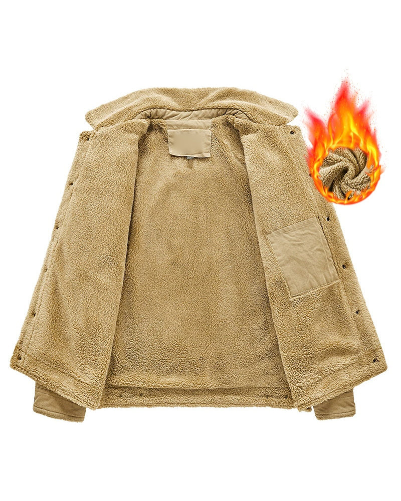 Big & Tall Men's Lapel Lambswool Fumble Padded Jacket M-6XL