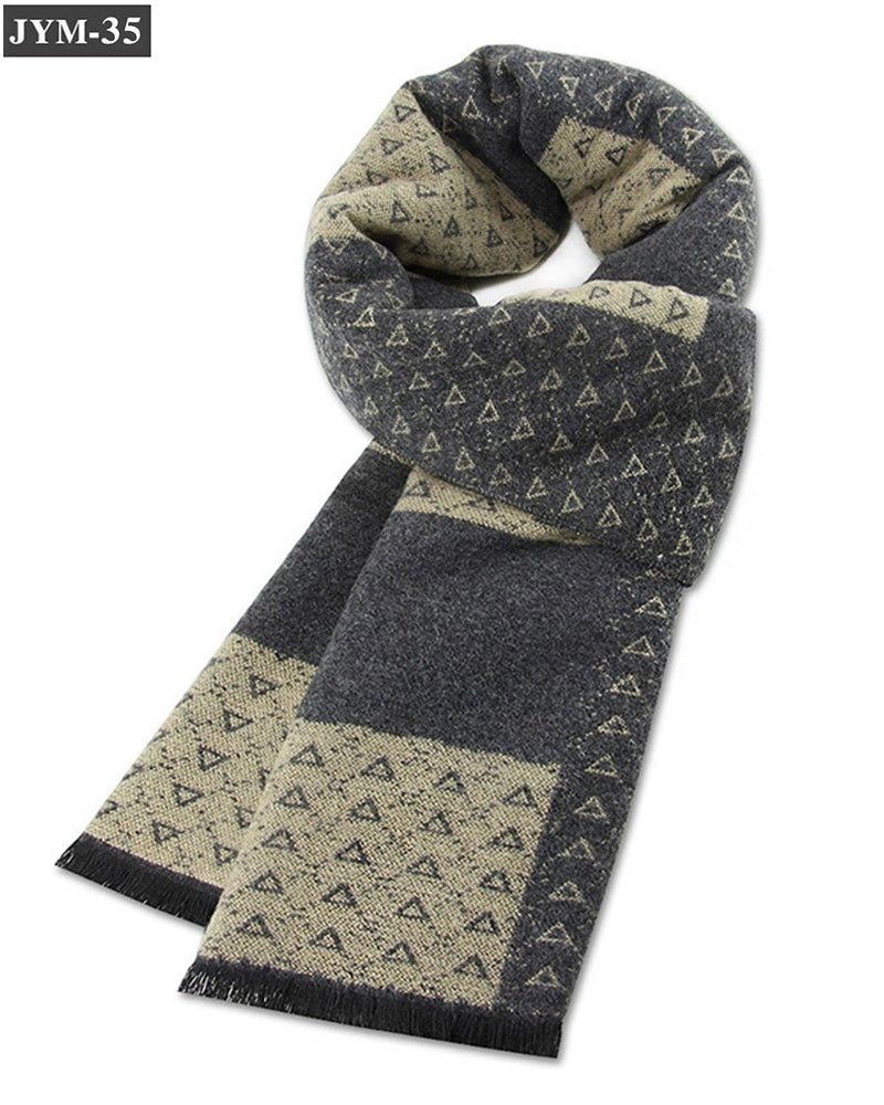 New Men's Scarf Wool Blended Plaid Scarf Men's Winter Warm Plaid Scarf Factory Customized Wholesale