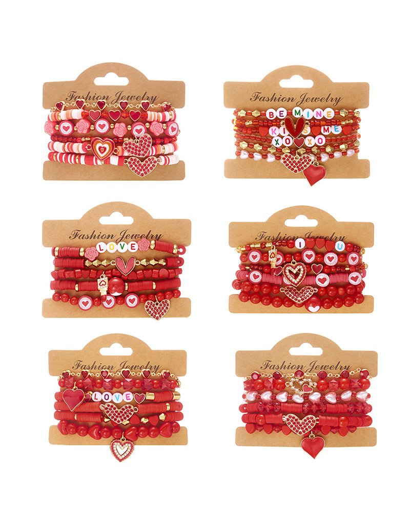 Fashion OL Valentine's Day Love Flower Red Overlapping Couple Bracelet