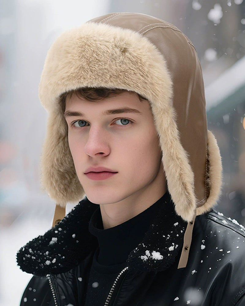 PU Thick Warm Ear Protection Cap