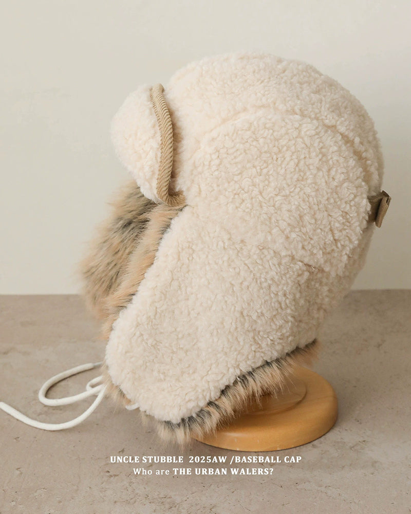 Thickened Lamb Fleece Ear Protection Flying Hat Unisex