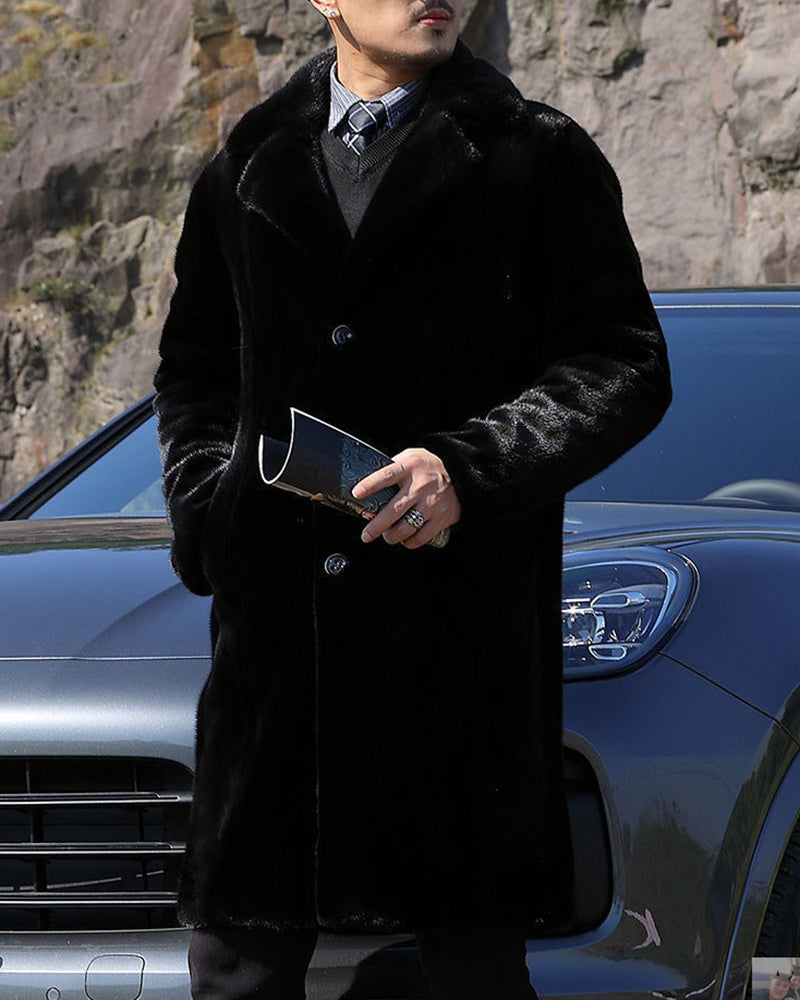 Big & Tall Men's Faux Fur Casual Thickened Long Coat M-5XL