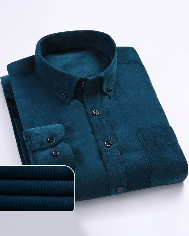Big & Tall Men's Casual Corduroy Lined Cotton Long Sleeve Shirt S-4XL