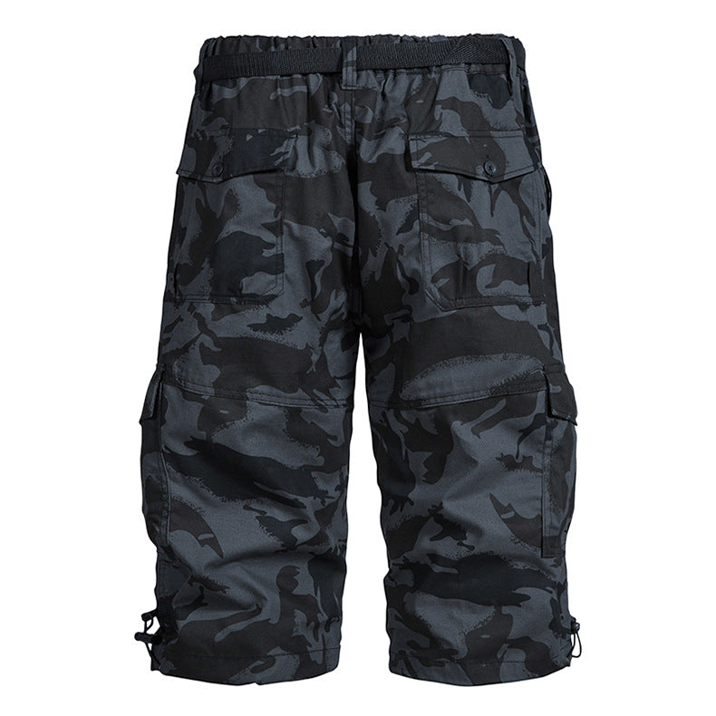 M-5XL Summer Cotton Thin Tooling Loose Straight Mid-length Pants