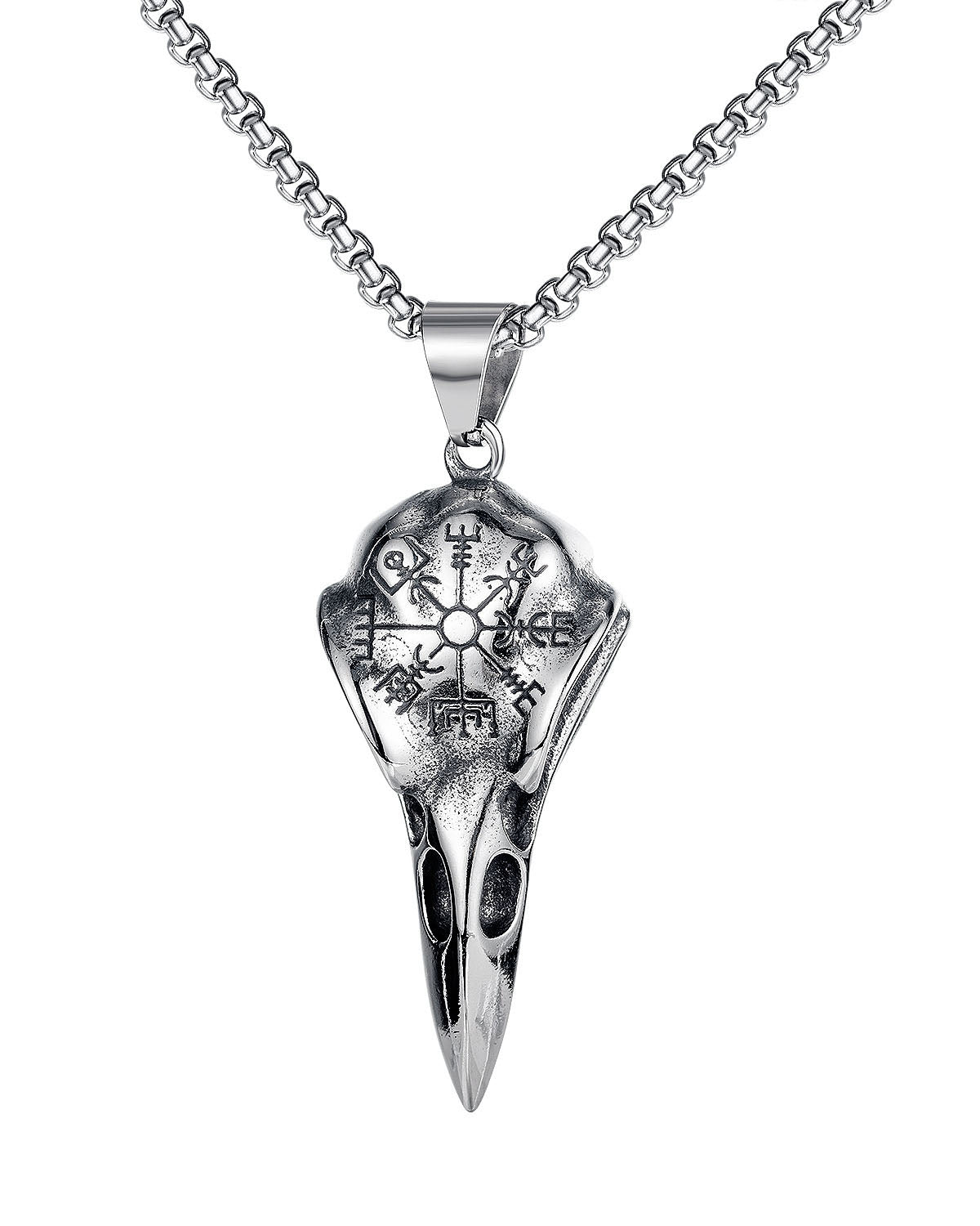 Vintage Crow Skull Viking Necklace