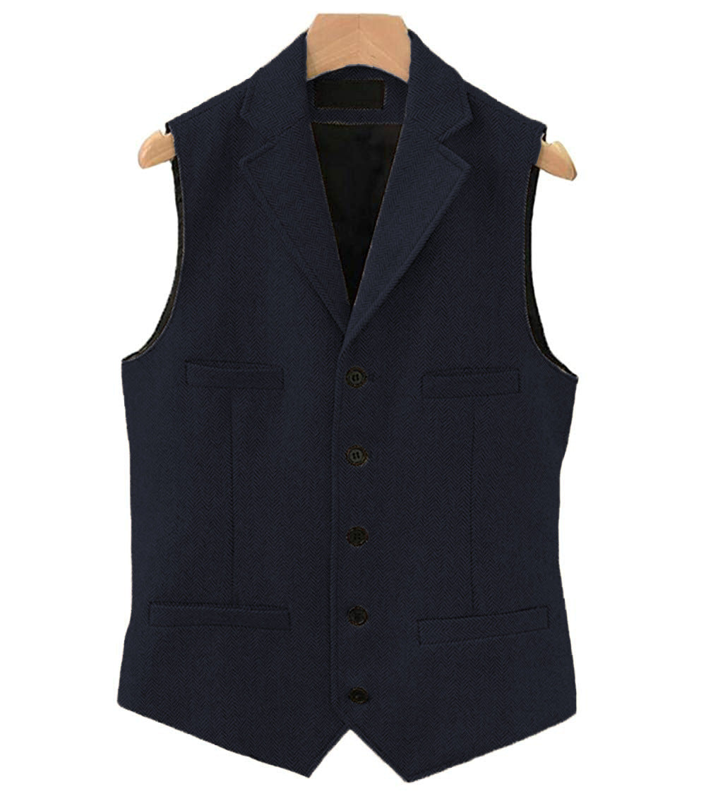 Big & Tall Men's Business Herringbone Suit Vest XS-3XL