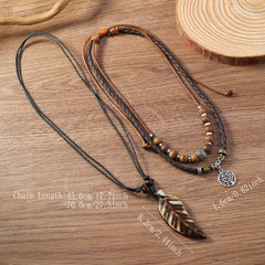 Vintage Braided Rope Beaded Multilayer Necklace Men's And Women's Accessories