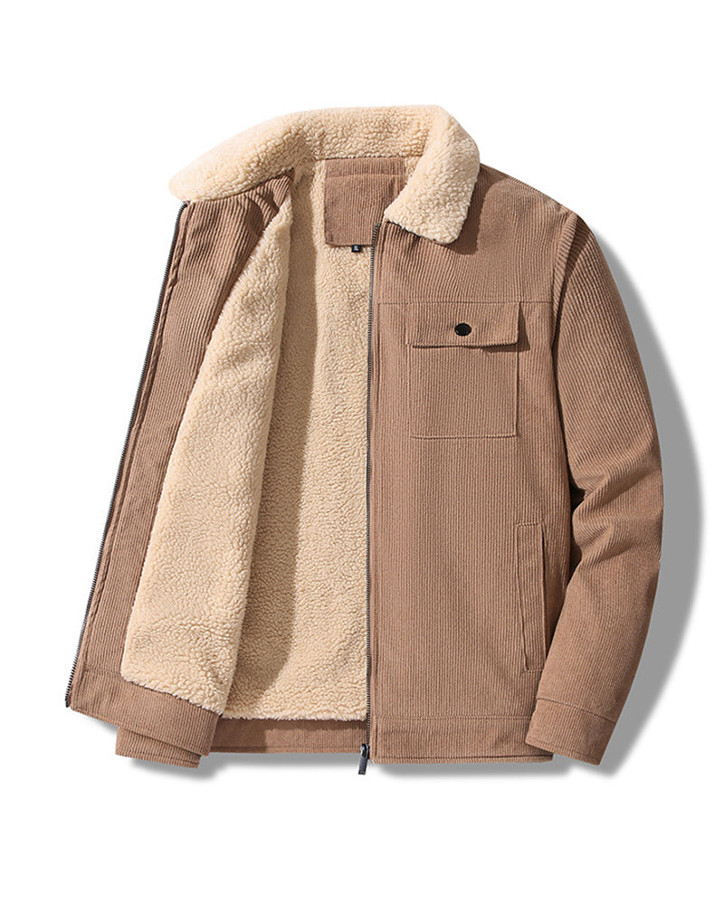 Big & Tall Men's Corduroy Thickened Lambskin Jacket Coat M-5XL