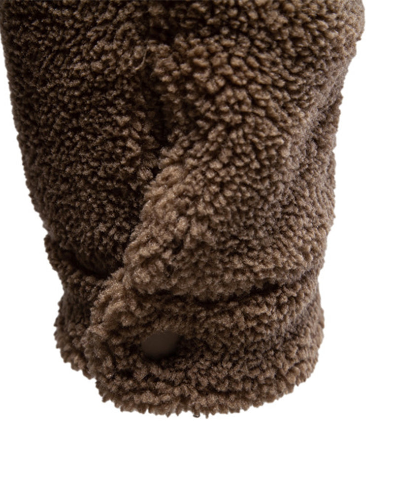 Big & Tall Men's Lamb Wool Patchwork Jacket Coat S-2XL