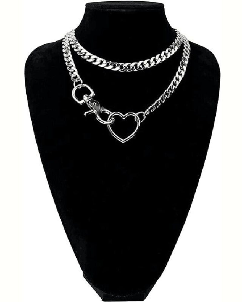 Heart-shaped Multilayer Cuban Necklace