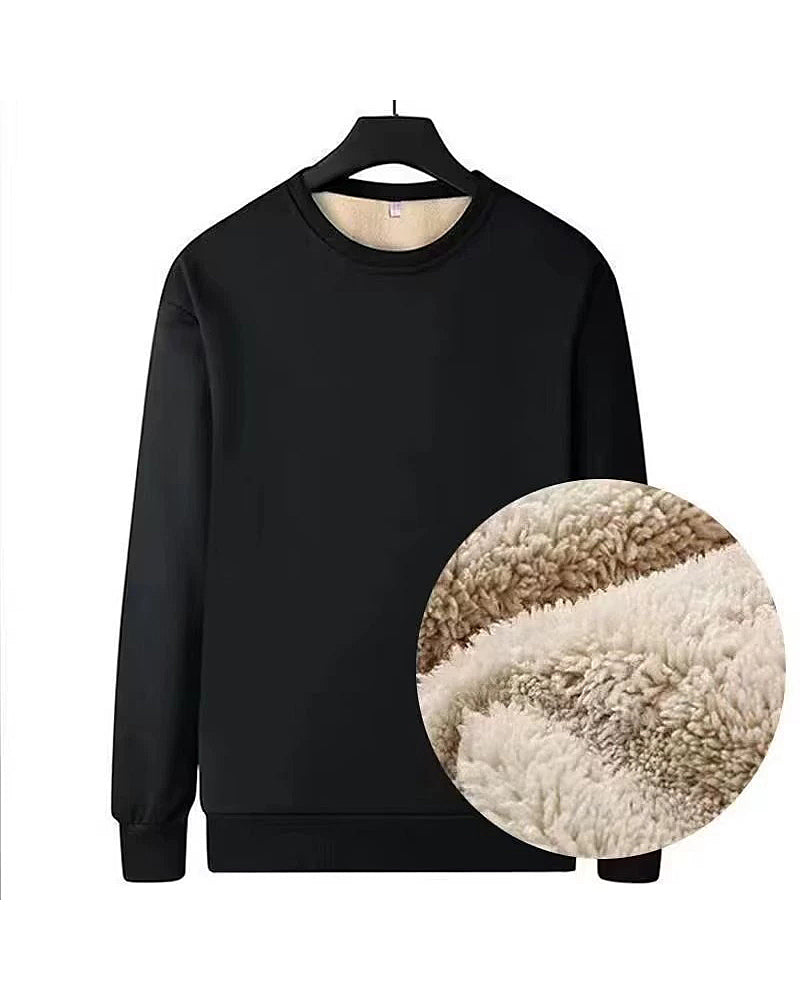 Big & Tall Men's Classic Solid Color Padded Lambswool Crew Neck Sweater M-5XL