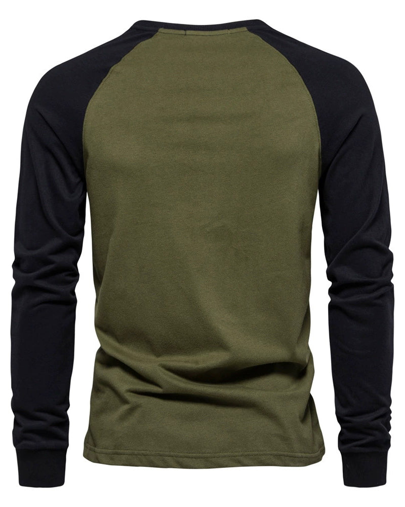 Big & Tall Men's Stitching Raglan Sleeve Long Sleeve Cotton T-shirt L-2XL