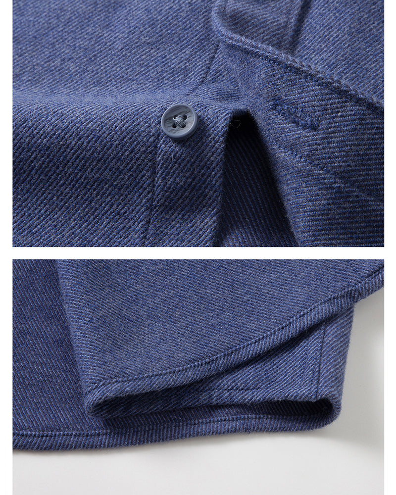 Big & Tall Men's Wool Blend Twill Long Sleeve Shirt Machine Washable Wrinkle Resistant S-4XL