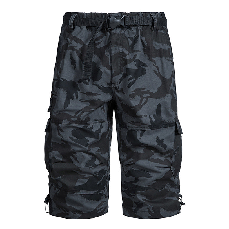M-5XL Summer Cotton Thin Tooling Loose Straight Mid-length Pants