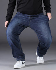 Big & Tall Men's Autumn And Winter Thick Loose Stretch Straight Jeans 28-50