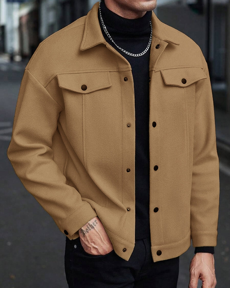 Big & Tall Men's Business Lapel Tweed Coat Jacket S-3XL