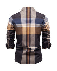 Big & Tall Men's Business Check Cotton Long Sleeve Shirt S-2XL