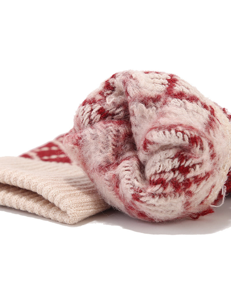 Outdoor Cold-proof Diamond Knitted Hat Gloves Scarf Set