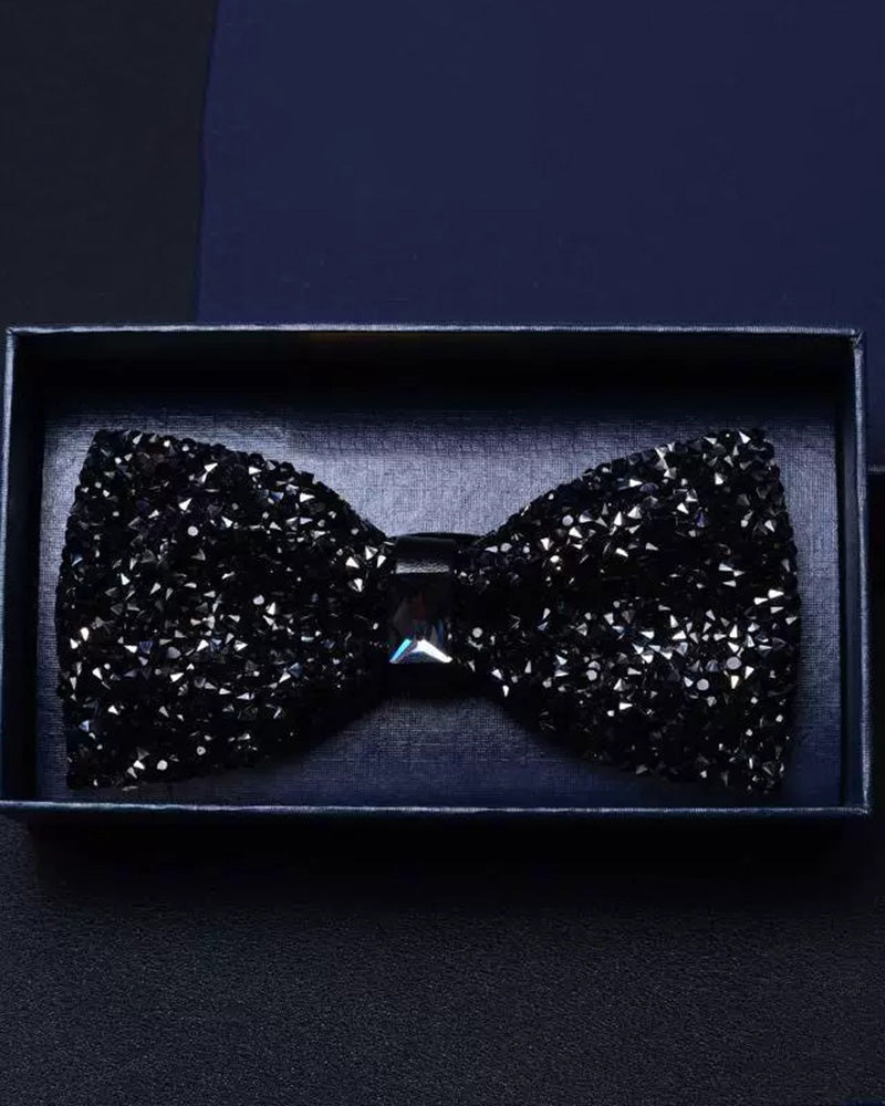 3D Crystal Fashion Sharp Horn Bow Tie
