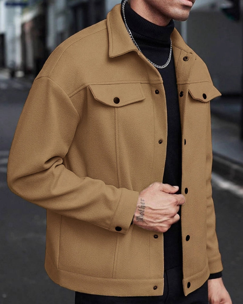 Big & Tall Men's Business Lapel Tweed Coat Jacket S-3XL