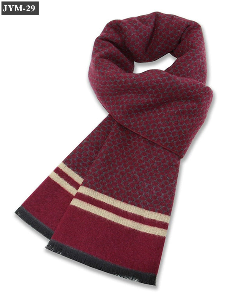 Wool Blend Plaid Scarf Men's Winter Warm Plaid Scarf