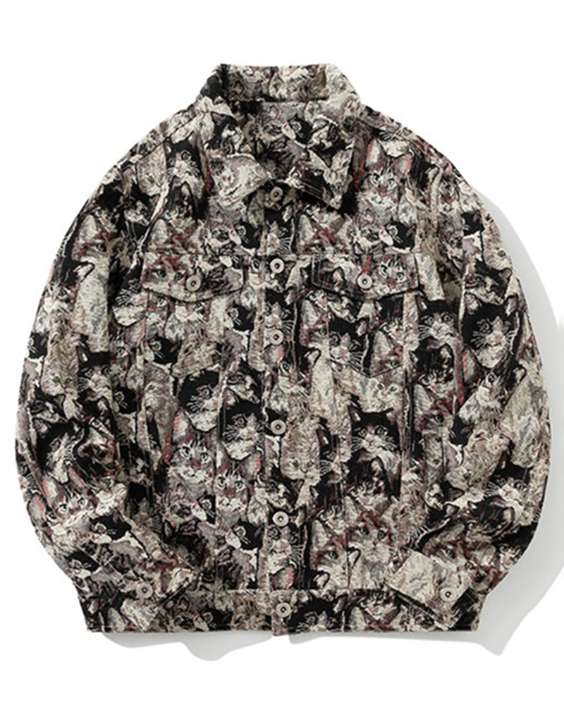 Big & Tall Men's Embroidered Denim Jacket Coat M-4XL