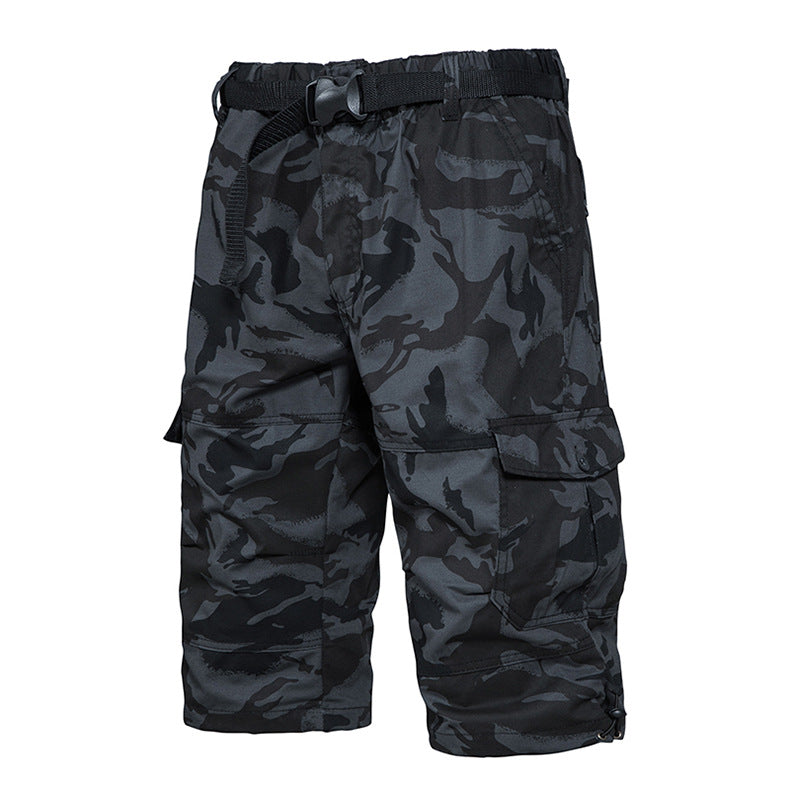 M-5XL Summer Cotton Thin Tooling Loose Straight Mid-length Pants