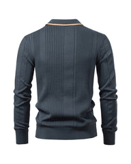 Big & Tall Men's High Quality Lapel Polo Half Zip Sweater S-2XL