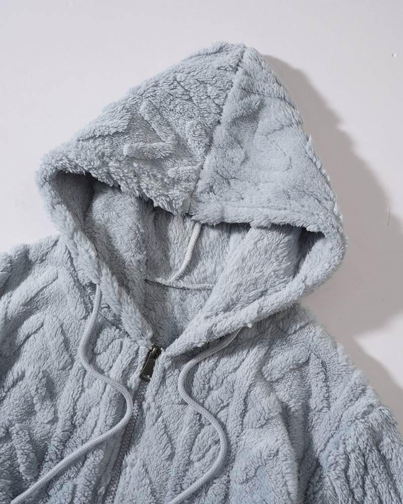 Big & Tall Men's Solid Color Mao Mao Twisted Hooded Jacket S-2XL